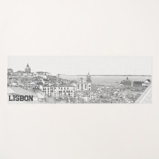Tapis De Yoga Dessin au crayon du district d'Alfama à Lisbonne (Devant (Horizontal))