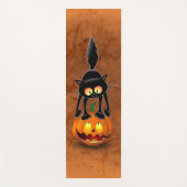 Tapis De Yoga Dessin d'Halloween au chat effrayé sur Citrouille (Devant)