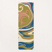 Tapis De Yoga Déversement - Bleu, Vert olive, Rose et Crème (Devant)