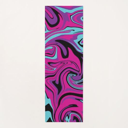 Tapis De Yoga Déversement - rose, violet, bleu et noir (Devant)