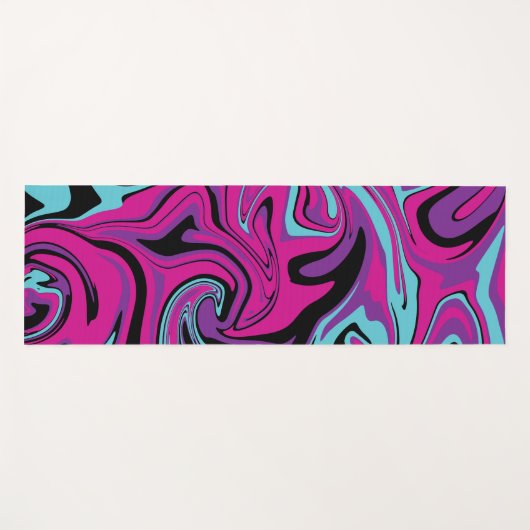Tapis De Yoga Déversement - rose, violet, bleu et noir (Devant (Horizontal))