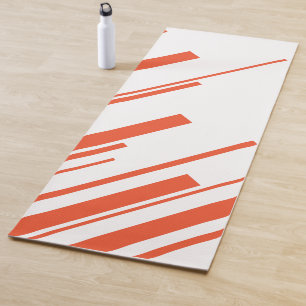 Tapis De Yoga Diagonales en orange et blanc