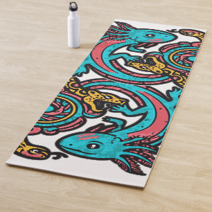 Tapis De Yoga Dieu aztèque Xolotl combattant l'art tribal de la