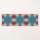 Tapis De Yoga Digital Mandala bleu rouge et jaune (Devant (Horizontal))