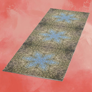 Tapis De Yoga Digital Mandala jaune et bleu