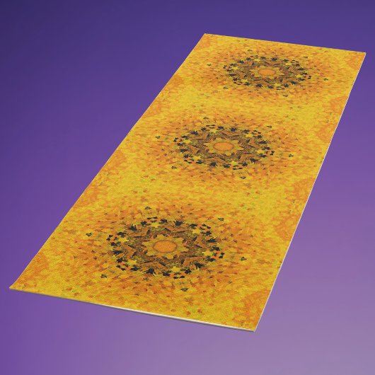 Tapis De Yoga Digital Mandala jaune et noir