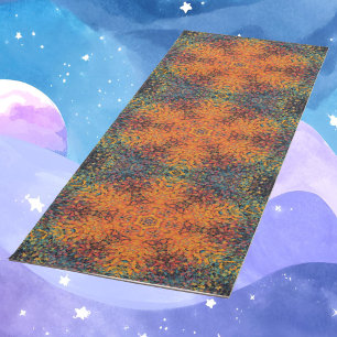 Tapis De Yoga Digital Mandala Orange bleu et jaune