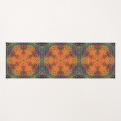 Tapis De Yoga Digital Mandala Orange bleu et jaune (Devant (Horizontal))