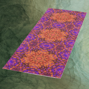 Tapis De Yoga Digital Mandala Orange Blue et Purple