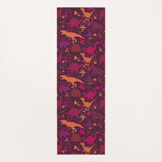 Tapis De Yoga Dino Doodle Silhouettes Enfants Dinosaur (Devant)