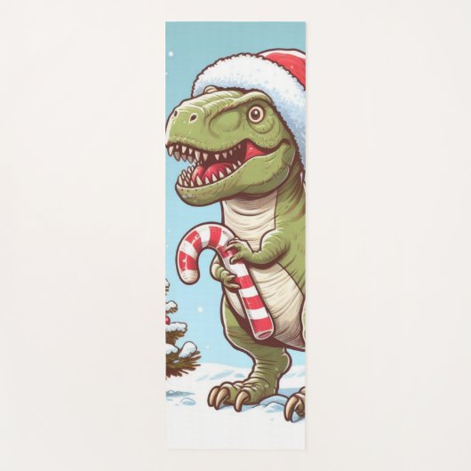 Tapis De Yoga Dinosaure sucre de canne de Noël mignon (Devant)