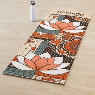 Tapis De Yoga Diseño rétro de flores de Lotus