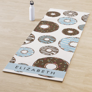Tapis De Yoga Donuts Bleus, Donuts Brown, Sprinkings, Votre Nom