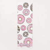 Tapis De Yoga Donuts Roses, Donuts Blancs, Sprinkings, Votre Nom (Dos)