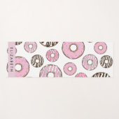 Tapis De Yoga Donuts Roses, Donuts Blancs, Sprinkings, Votre Nom (Devant (Horizontal))