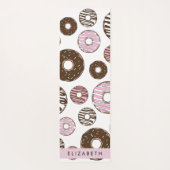 Tapis De Yoga Donuts Roses, Donuts Brown, Sprinkings, Votre Nom (Dos)