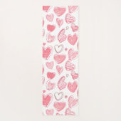 Tapis De Yoga Doodle Hearts On White (Dos)