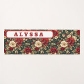 Tapis De Yoga Double face, fleurs et rayures diagonales (Devant (Horizontal))