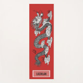 Tapis De Yoga Dragon Chinois Sur Nom Personnalisé Rouge (Devant)