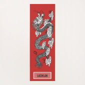 Tapis De Yoga Dragon Chinois Sur Nom Personnalisé Rouge (Dos)