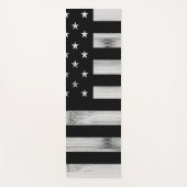 Tapis De Yoga Drapeau américain Bois rustique Noir Blanc Patriot (Devant)