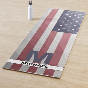 Tapis De Yoga Drapeau américain Rouge Blanc Bleu Maillon géométr