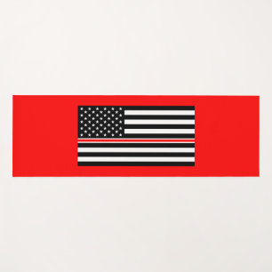 Tapis De Yoga Drapeau de la ligne rouge mince : Mémorial des hér