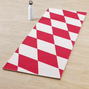 Tapis De Yoga Drapeau diamant Bavière rouge et blanc