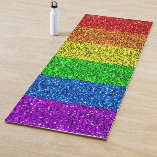 Tapis De Yoga Drapeau LGBT parties scintillant arc-en-ciel éclat (En situation)
