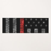 Tapis De Yoga Drapeau minuscule de pompier Red Line (Devant (Horizontal))