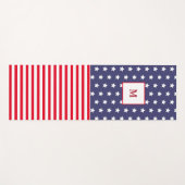 Tapis De Yoga Drapeau rouge blanc et bleu américain monogramme (Devant (Horizontal))