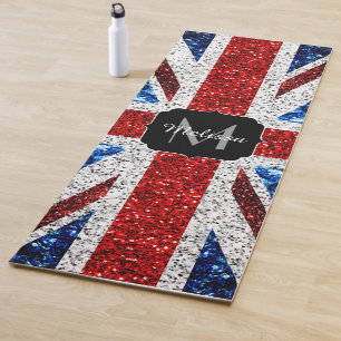 Tapis De Yoga Drapeau rouge bleu blanc brillant parties scintill
