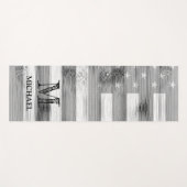 Tapis De Yoga Drapeau rustique noir blanc gris Bois USA Monogram (Devant (Horizontal))