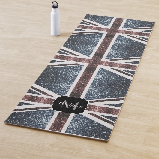 Tapis De Yoga Drapeau Rustique UK rouge bleu étincelants parties (En situation)