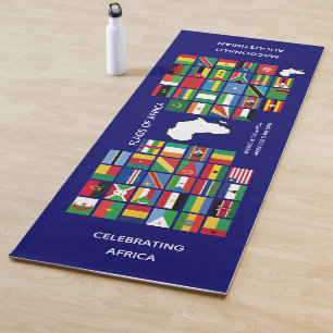 Tapis De Yoga DRAPEAUX DE FÊTE BLEUS Personnalisés D'AFRIQUE