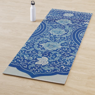Tapis De Yoga Dreamy Blue Lotus Chinoiserie Vintage