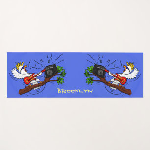 Tapis De Yoga Drôle cockatoo jouant de la guitare rock dessin an