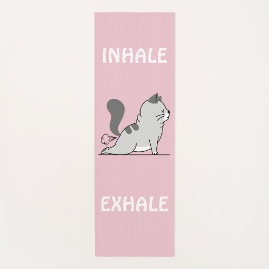 Tapis De Yoga drôle de fart inhale exhale rose (Devant)