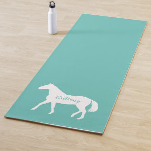 Tapis De Yoga Drôle Equestre Fitness Turquoise Horse