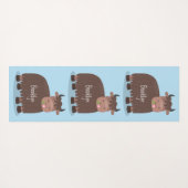 Tapis De Yoga Drôle joyeux yak mangeant de l'herbe dessin d'illu (Dos (Horizontal))