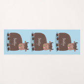 Tapis De Yoga Drôle joyeux yak mangeant de l'herbe dessin d'illu (Devant (Horizontal))