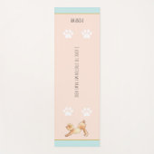 Tapis De Yoga Drôle & mignon chien s'étirant sur rose roux (Devant)