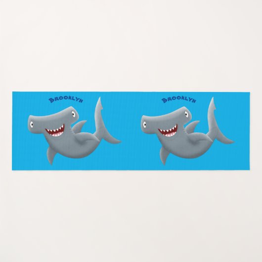 Tapis De Yoga Drôle mignon requin marteau dessin animé (Devant (Horizontal))