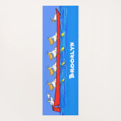 Tapis De Yoga Drôle pélicans rameurs dessin animé (Dos)