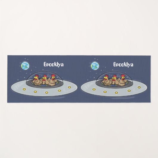 Tapis De Yoga Drôle poule dans l'espace dessin animé (Devant (Horizontal))