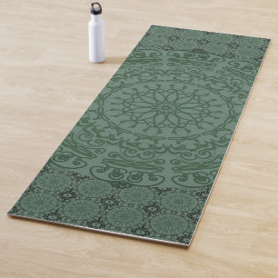 Tapis De Yoga Duvet vert Mandala