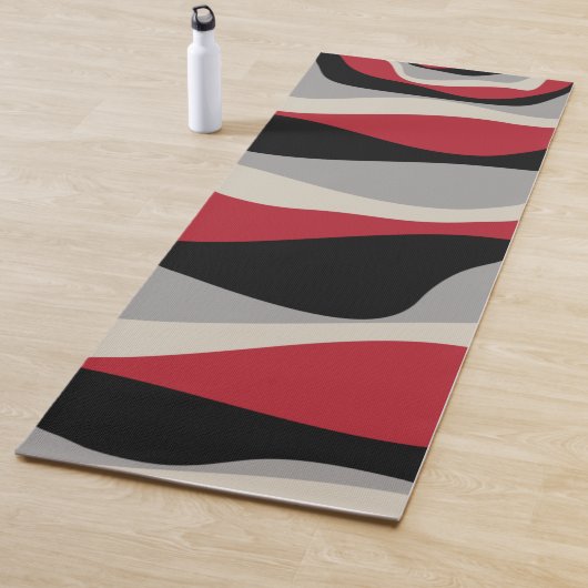Tapis De Yoga Ebb et flux 4 - Rouge, gris, noir et blanc os (En situation)
