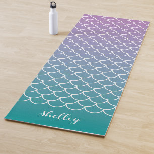 Tapis De Yoga Échelle de pêche de sirène Lilac Turquoise Gradien