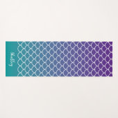 Tapis De Yoga Échelle de poisson de sirène Turquoise violette (Devant (Horizontal))