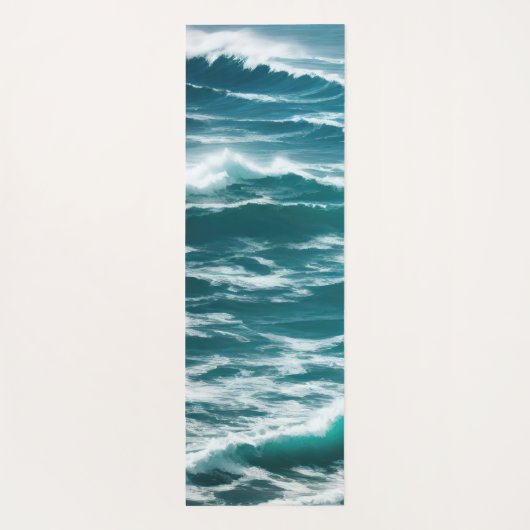 Tapis De Yoga Écrasement des vagues turquoise de l'océan (Dos)